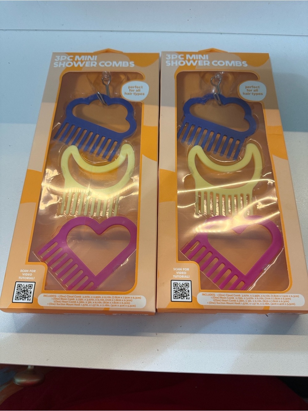 Mini Shower Comb Set - Purple, Yellow, Blue - 3-Pack